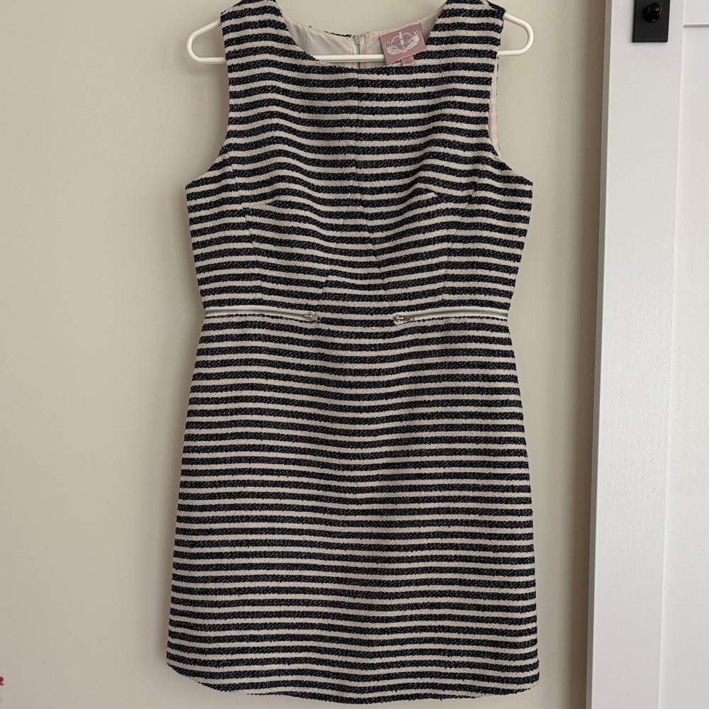 Striped Black and White Midi Dress